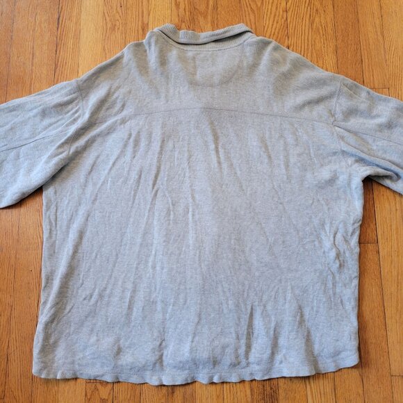 Tommy Bahama XXL Gray Sweater Polo Cotton Knit Preppy Cozy Rugby - Picture 2 of 6
